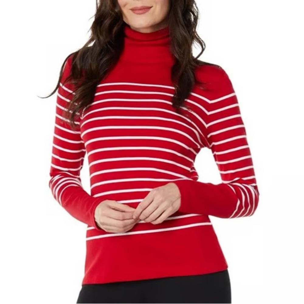 Vineyard Vines Red & White Striped Turtleneck, Large